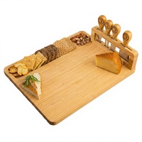 Planche à fromage en bambou écologique de qualité supérieure, grande planche à charcuterie multi-compartiments, plateau de service, passe au lave-vaisselle, boîte cadeau