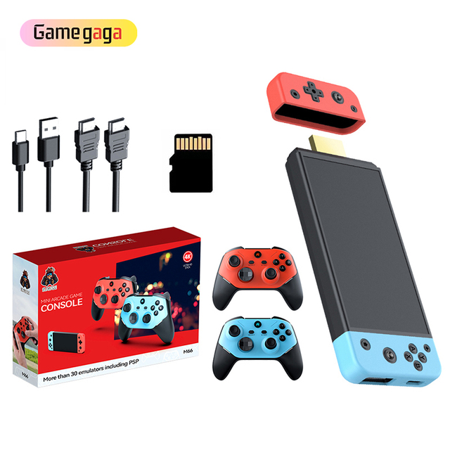 M66 Game Stick 64G TV Game Console 20000+ Games 4K 2.4GHz Wireless Gamepad for Party Family