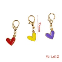Clips breloques cœur émaillés multicolores avec fermoir mousqueton doré, petits pendentifs cœur pour la fabrication de porte-clés, sacs et bijoux DIY