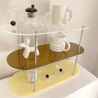 Support de rangement de bureau en verre à 3 niveaux pour tasses, présentoir décoratif pour cosmétiques et parfums