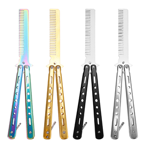 Pettine in acciaio inossidabile pettine a farfalla pettine pieghevole a colori all'ingrosso barbiere strumento professionale per tagliare i capelli - Product Image 1