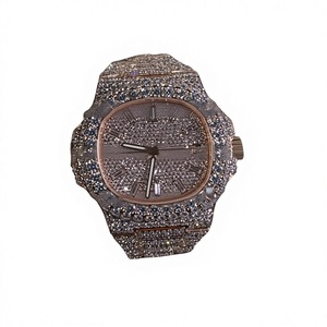 Reloj de Lujo Hip Hop para Hombre y Mujer, Esfera de Cristal, Resistente al Agua 10 Bar, Totalmente Adornado con Moissanita, Movimiento Automático ETA, Acero Inoxidable - Product Image 1