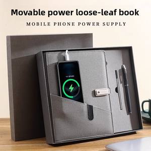 Coffret Cadeau Bloc-Notes de <span class=keywords><strong>Bureau</strong></span> Sans Fil avec Chargeur, Couverture en Cuir PU, Clé USB et Batterie Externe pour Écriture - Product Image 4