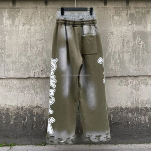 Pantalons de survêtement à jambe droite imprimés sur mesure, pantalons de jogging amples, pantalons de survêtement délavés à l'acide, double taille, pantalons de survêtement pour hommes - Product Image 2