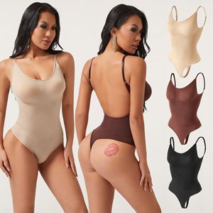 Combinaison gainante sans couture en nylon, style européen et américain, <span class=keywords><strong>grande</strong></span> <span class=keywords><strong>taille</strong></span>, effet corset ventre plat, dos nu - Product Image 1