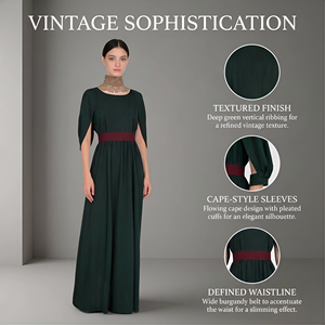 Robe maxi médiévale grecque antique - Robe verte à col en dentelle pour cosplay - Product Image 3