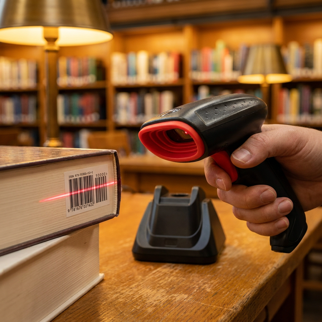 Portable Handheld Barcode Reader 2.4G Wireless 2D Imager Scanner Library Bookstore Retail Supermarket Bulk