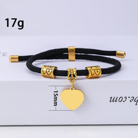 Bracelets en corde tressée en acier inoxydable plaqué or rose 18 carats faits à la main par Ywyougang, unisexes, tendance, avec charme en forme de cœur, personnalisables, cadeau familial