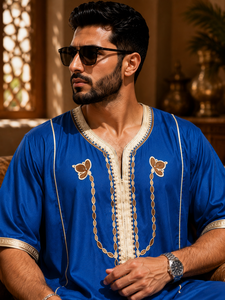 Qamis <span class=keywords><strong>Homme</strong></span> CCY, Kaftan Marocain Brodé Or, Djellaba Arabe, <span class=keywords><strong>Tenue</strong></span> de Prière Islamique pour l'Aïd, Ramadan, Arabie Saoudite, <span class=keywords><strong>Dubaï</strong></span>, Afrique - Product Image 5