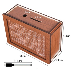 Caja de caja de dinero personalizada hucha de madera 10000 SGD 5000 CAD 5000 AUD caja de ahorro de dinero para niños banco de monedas contador de madera creativo - Product Image 4