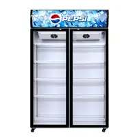 Puerta doble Cola vertical nevera Bebidas frías refrigerador supermercado precio para supermercado usado refrigerador y congelador