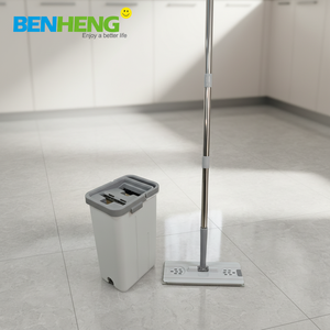 แปรงหวีขนแปรง ฟองน้ำคลุมหัวไม้ถูพื้น ยางปาดน้ำ ไม้ถูพื้นแบบแบน ถังบีบน้ำทำความสะอาดตัวเองได้ - Product Image 1