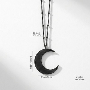 Collar con colgante de luna creciente en oro rosa, plata, oro, aleación negra, estilo bohemio, regalo de joyería unisex - Product Image 4