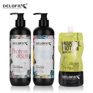 Shampoo anti-caspa com óleo de argan OEM Delofil, shampoo e condicionador sem sulfato, reparador nutritivo para cabelos