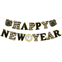 Frohes Neues Jahr 2027 Banner Schwarz-Gold Neujahrs-Festival Karnevalsdekoration Silvester-Party Mode-Zubehör Großhandel