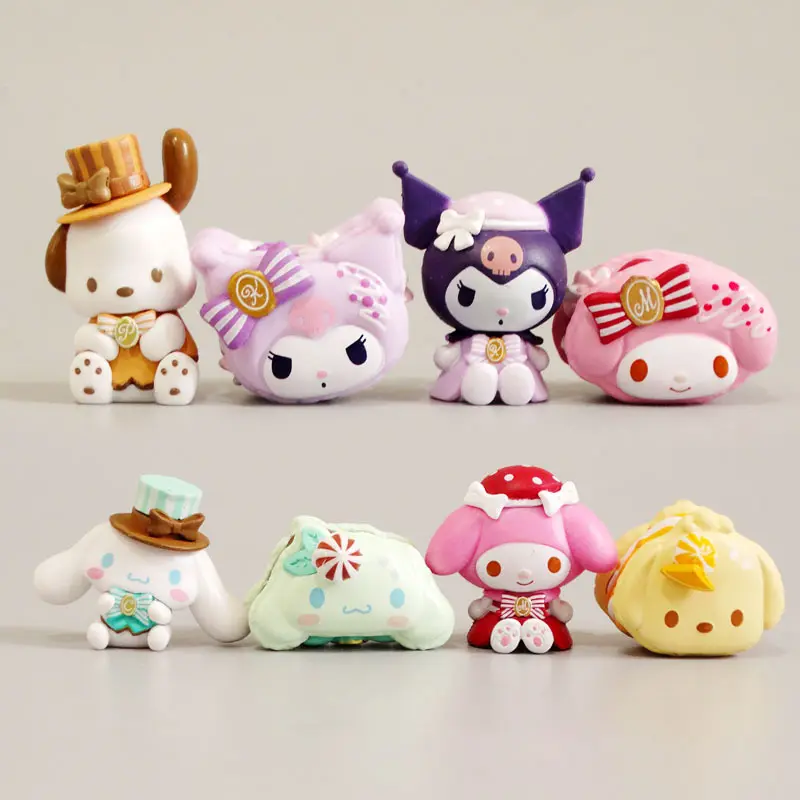 Lovely Wholesale Cartoon My Melody Toys Anime Kuromi PVC Action Figure Kawaii Figure Cake Decoration Collection regalo di compleanno