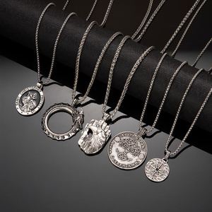 Adjustable Ancient Skull <b>Compass</b> Needle Charm Pendant Necklace Stainless Steel <b>Chain</b> for Men-Hip Hop Style Punk Jewelry - Product Image 1