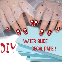 Kemeng DIY Autocollants Blancs Écologiques 20 Feuilles Paquet Fond Bleu Papier Transfert à l'Eau Utilisation pour Boîte Cosmétique Compatible Numérique