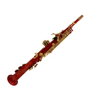 Hoge Kwaliteit Senior Professionele Treble B-Flat Saxofoon In Rode Verf Split Sopraan Sax