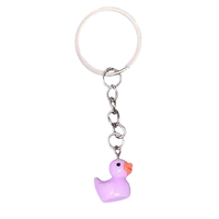 Porte-clés créatif en forme de mini canard jaune de 1,6 cm en plastique, silicone et caoutchouc, imprimé UV, pour la rentrée scolaire, petit cadeau, pendentif pour sac