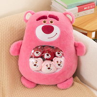 Ensemble de jouets en peluche ours mignon, très populaire auprès des filles, avec sac en filet grand format, en polyester ultra doux, cadeau d'anniversaire, vente en gros