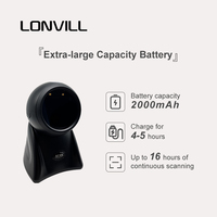 LONVILL Lector de Códigos de Barras 2D Inalámbrico con Luz de Inducción de Tres Colores, Millones de Píxeles y Batería de 2000 mAh para Puntos de Venta Minorista