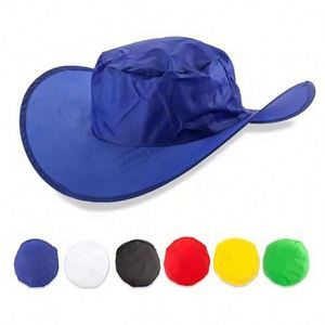 Custom Logo Folding Nylon 190T Polyester Cowboy <b>Cap</b> <b>Flat</b> Brim Elastic Closure Soft Comfortable Flexible <b>Summer</b> Beach Hat - Product Image 3
