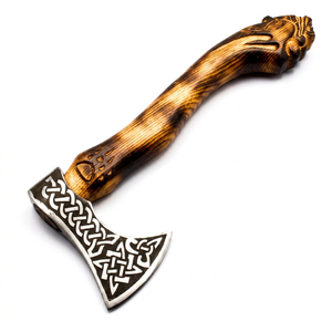High Quality Industrial Grade Stainless Steel Handmade Rose <b>Wood</b> Pizza Cutter <b>Axe</b> Head Customizable Kitchen Use ZA DAMASCUS 1 - Product Image 1