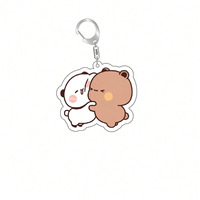 Porte-clés Anime Dudu Bubu Super Cute Couple White and Grey Couple Bear Panda Porte-clés en métal Anneau pour accessoires Sac Pendentif