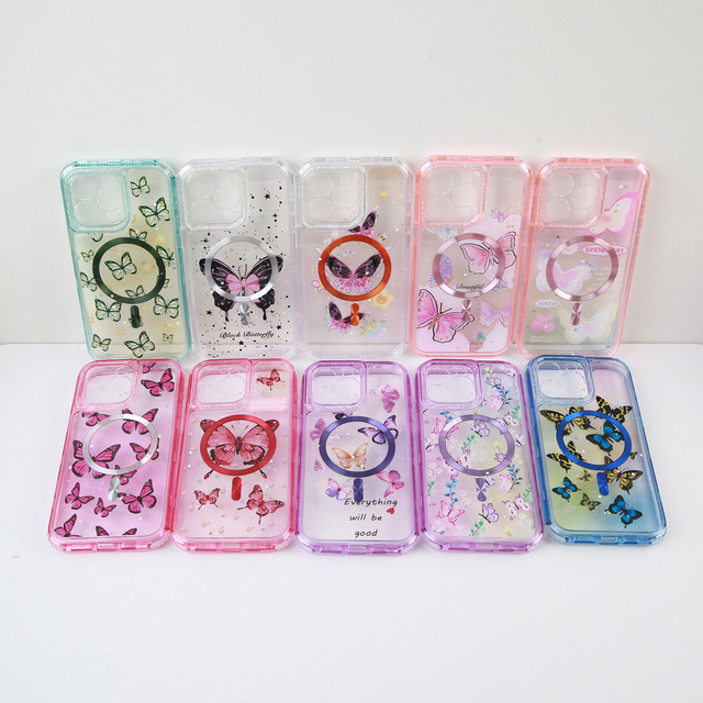 3 in 1 Shockproof Phone Case with CD Pattern Decoration and Butterfly Floral Print for iPhone 17 PRO MAX