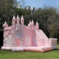 Château gonflable 3 en 1 avec toboggan rose, château gonflable de mariage, château gonflable avec souffleur à vendre