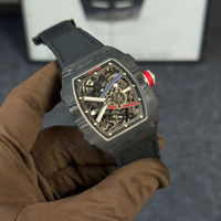 Montre de luxe haut de gamme pour homme, sportive, en fibre de carbone, avec tourbillon automatique, mouvement mécanique, bracelet en nylon, aiguilles de luxe, modèle 6702