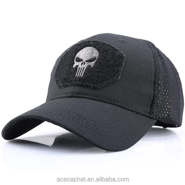 Mesh Trucker Hat Skull Tactical Cap Adjustable Breathable Sun Visor Trucker Hat Mesh Hunting Hiking Baseball Skeleton Snapback