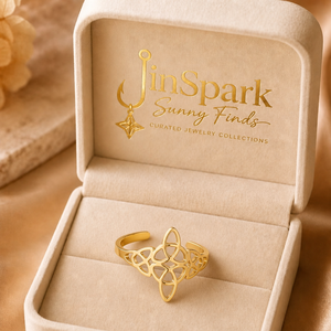 Bague de protection tendance JinSpark 'Mystic Knot' en acier inoxydable plaqué or 18 carats, motif nœud celtique de <span class=keywords><strong>sorcière</strong></span>, pour fiançailles et mariage - Product Image 6