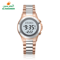 Jam Tangan Kiblat HA-6371 HA-6372 Bahan Stainless Steel Tahan Air dengan Fitur Azan untuk Pasangan