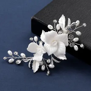 Nuovi barrette di fiori in ceramica da donna accessori per capelli da sposa fiori di moda