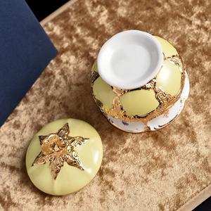 Luxurious American Style <b>Ceramic</b> Bone China Tableware Set with Golden Sugar Container and Teapot for Gift-Giving - Product Image 4