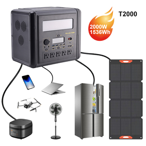 เครื่องกำเนิดไฟฟ้าพลังงานแสงอาทิตย์แบบพกพา ยี่ห้อแท้จากโรงงาน 2000W 1536Wh คลื่นไซน์บริสุทธิ์ MPPT แบตเตอรี่ LiFePO4 สำหรับการเดินทางและการก่อสร้าง - Product Image 5