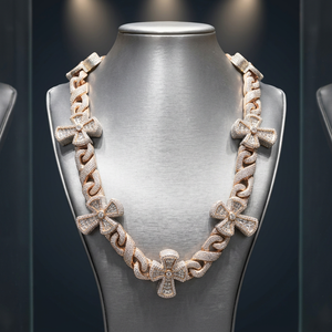 Chaîne cubaine en forme de grain de café, collier en argent 925 plaqué rhodium glacé 16 mm, bijoux de luxe unisexe hip-hop en moissanite B2B - Product Image 2