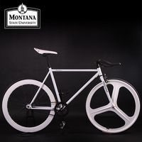 Vélo de piste rétro à pignon fixe, roue intégrée à trois rayons 700C, léger en alliage de magnésium, pliable, double freins V