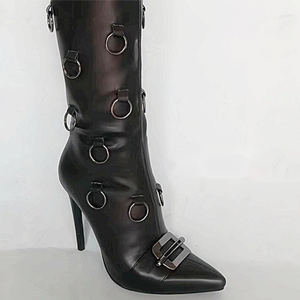 Bottes hautes en métal pour femmes, à talons hauts, avec fermeture éclair latérale, style punk sexy, chaussures habillées, taille 43 - Product Image 5