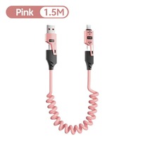 Kabel Pengisian Daya Cepat Tipe C 4 in 1 yang Dapat Ditarik 1.5m Pengisi Daya Ponsel dengan Ladekabel Oplaadkabel Solusi Pengisian Daya Serbaguna