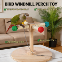 Perchoir Rotatif Éolienne CT pour Perroquet – Jouet Écologique en Bois Durable pour Cage à Oiseaux, Stimule la Stimulation Mentale, l'Interaction et la Mastication du Bec