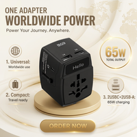 Cargador de Viaje Tipo-C PD de 65W, Personalizable, con 4 Puertos USB, Adaptadores Universales para Laptop, Teléfono Móvil, Auriculares y CA, Gran Venta