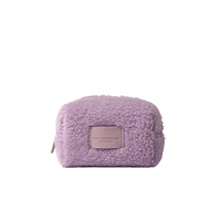 Pochette de voyage en polyester violet taro à motif bonbons, petite/moyenne capacité, en peluche, pour maquillage et accessoires de mode