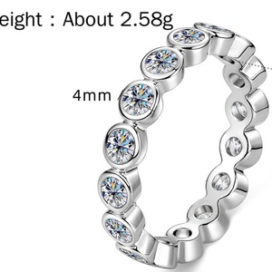 Fashion Jewelry Eco-friendly Copper 14k Gold Plated Bezel Setting Round Cut 3MM VVS Moissanite Diamond Eternity <b>Bubble</b> Band Ring - Product Image 6