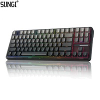 Keyboard Mekanik Nirkabel Tri-Mode BT5.0/2.4GHz/USB-C Hot Swappable Keyboard Kustom RGB Backlit untuk Gaming PC PS