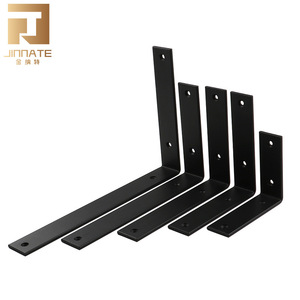 JINNATE Wall Mount Bracket 5mm Black Iron L-Shaped Heavy Duty Angle Bracket For Furniture Partitions - Product Image 1