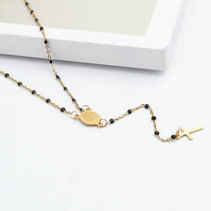 Chapelet catholique en acier titane plaqué or 18 carats, bijoux religieux chrétiens, collier avec croix totem, cadeau d'église - Product Image 2