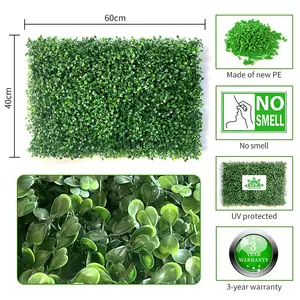 Pas cher Milan herbe panneau mural Anti-UV plastique haute qualité haie buis panneaux plante verte verticale artificielle jardin mur herbe